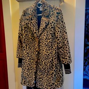 Cabi Josephine Animal Print Faux FurJacket with ribbed (detachable) cuffs
